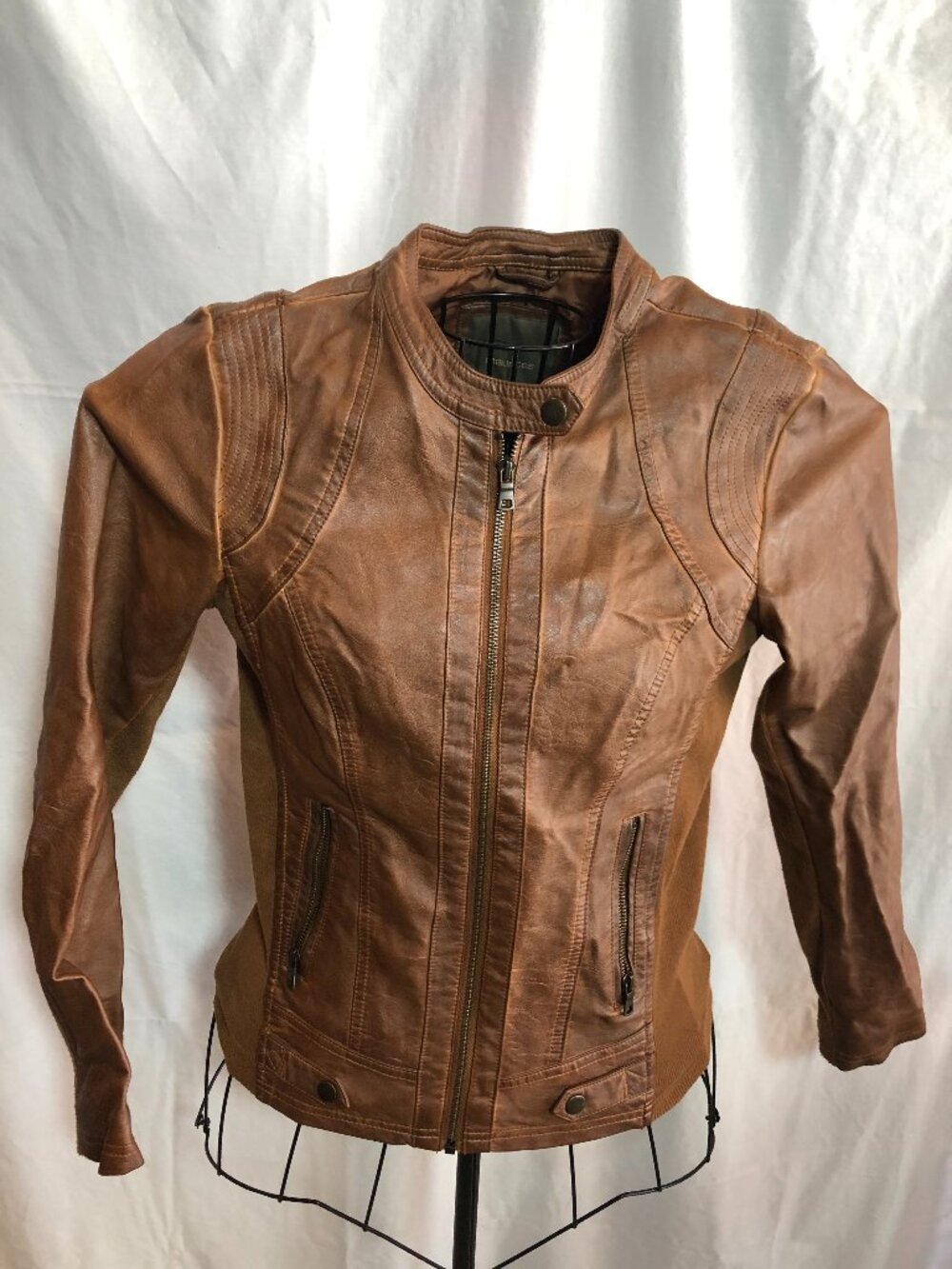 Maurices XS Brown Faux Leather Jacket 17" Pit to Pit
